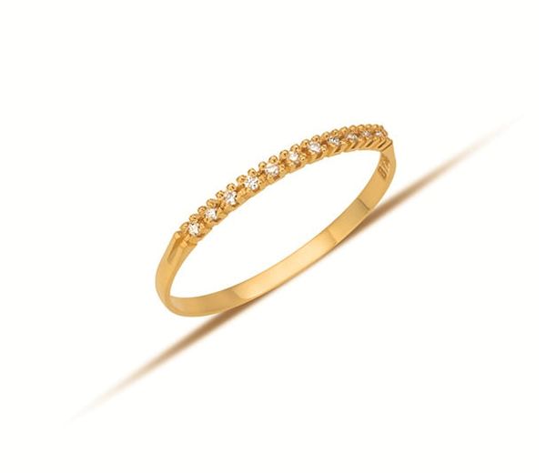 Anel Meia Aliança em Ouro Amarelo 18k com Diamantes
